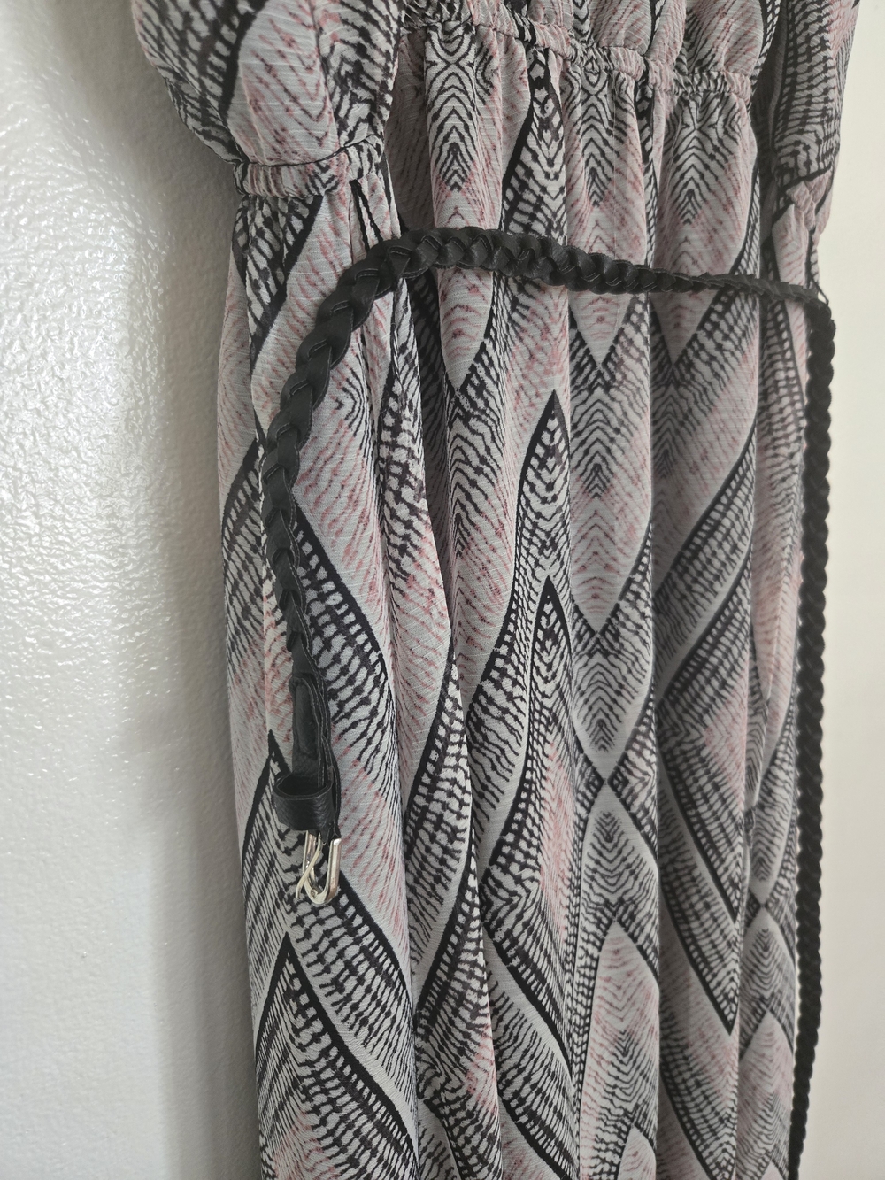 Boho Chevron Pink Maxi Dress with Spaghetti Straps Women's Dresses Sz XL - Picture 9 of 11